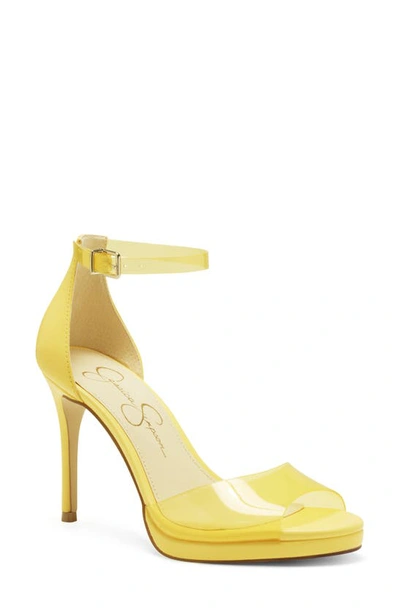 Jessica Simpson Women's Daisile Ankle Strap Heeled Sandals Women's Shoes In Buttercup