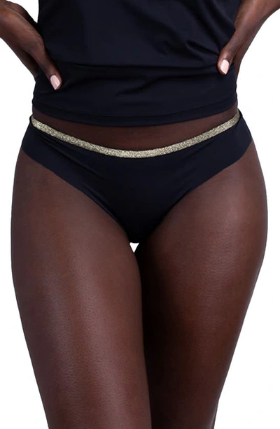 Uwila Warrior Vip Metallic Trim Thong In Tap Shoe Black