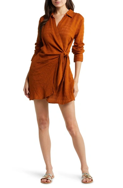 L*space Daydream Side Tie Tunic Cover-up Dress In Amber