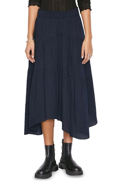 Frame Gathered-seam Midi Skirt In Navy