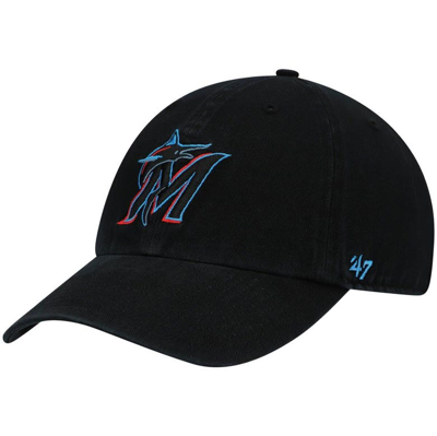 47 ' Black Miami Marlins Clean Up Adjustable Hat