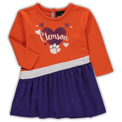 Outerstuff Babies' Girls Infant Orange Clemson Tigers Heart French Terry Dress