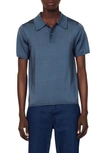 Sandro Pablo Knit Polo Shirt In Blue Gray