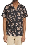John Varvatos Danny Floral Short Sleeve Button-up Camp Shirt In Black