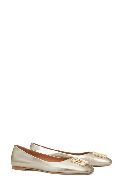 Tory Burch Georgia Square Toe Ballet Flat In Spark Gold