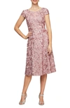 Alex Evenings Sequin Rosette Cocktail Dress