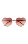 Chloé Milane Heart-shape Metal Sunglasses In Золотой,красный