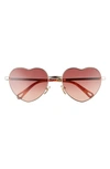 Chloé Milane Heart-shape Metal Sunglasses In Gold