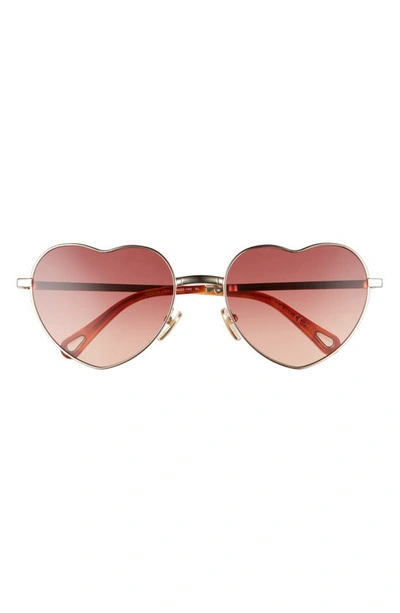 Chloé Milane Heart-shape Metal Sunglasses In Gold