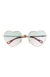 Chloé 59mm Gradient Heart Shape Sunglasses In Gold/blue