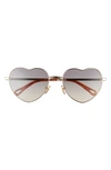 Chloé 59mm Gradient Heart Shape Sunglasses In Gold/grey
