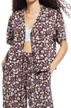 Bp. Retro Print Button-up Shirt In Brown- Blue Misty Floral