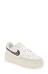 Nike Court Vision Alta Platform Sneaker In White/archaeo Brown/metallic Gold