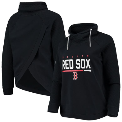 Levelwear Black Boston Red Sox Vega Funnel Neck Raglan Pullover Sweatshirt