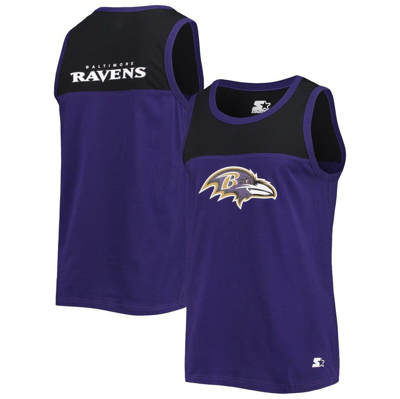 Starter Men's  Purple, Black Baltimore Ravens Team Touchdown Fashion Tank Top In Purple,black