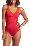 Sea Level Cross Front One-piece Swimsuit In Red