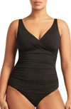 Sea Level Cross Front Tankini Top In Black