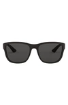 Prada Polarized Rectangular-frame Sunglasses In Black Rubber/grey