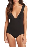 Sea Level Frill One-piece Swimsuit In Black