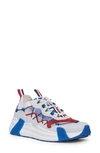 Moncler Men's Compassor Laced Sneakers In White/ Red/ Blue