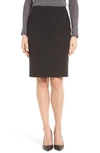 Hugo Boss Pencil Skirt In Italian Stretch Virgin Wool In Black