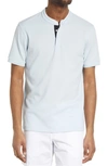 Open Edit Band Collar Polo In Blue Drift