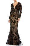 MAC DUGGAL LONG SLEEVE LACE TRUMPET GOWN