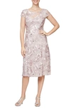 Alex Evenings Sequin Floral Cocktail Dress In Rose