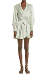 Zimmermann Silk Wrap V-neck Minidress In Sage