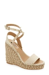 Valentino Garavani Rockstud Espadrille Wedge Sandal In White