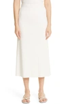 Vince Ribbed Midi Pencil Skirt In Off White