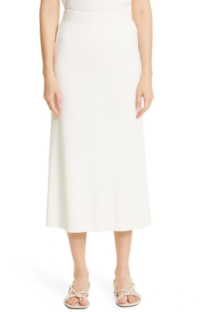 Vince Ribbed Midi Pencil Skirt In Gesso