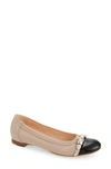 Agl Attilio Giusti Leombruni Monika Cap Toe Ballet Flat In Sheer Taupe