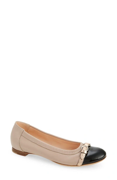 Agl Attilio Giusti Leombruni Monika Cap Toe Ballet Flat In Sheer Taupe