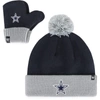 47 INFANT '47 NAVY DALLAS COWBOYS BAM BAM CUFFED KNIT HAT WITH POM & MITTENS SET