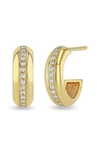 ZOË CHICCO 14K PAVÉ DIAMOND HUGGIE HOOP EARRINGS