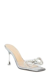 Mach&mach Double Bow Crystal-embellished Leather And Pvc Mules In Clear