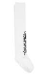 Comme Des Garçons Logo Knee High Socks In White