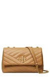 Tory Burch Kira Chevron Convertible Leather Shoulder Bag In Dusty Almond