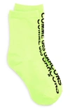 Comme Des Garçons Embroidered-logo Socks In Neon Yellow