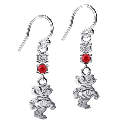 DAYNA DESIGNS DAYNA DESIGNS WISCONSIN BADGERS DANGLE CRYSTAL EARRINGS