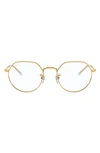 Ray Ban Jack 51mm Hexagonal Optical Glasses In Shiny Gold