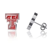 Dayna Designs Women's  Texas Tech Red Raiders Silver-tone Enamel Post Earrings In Silver
