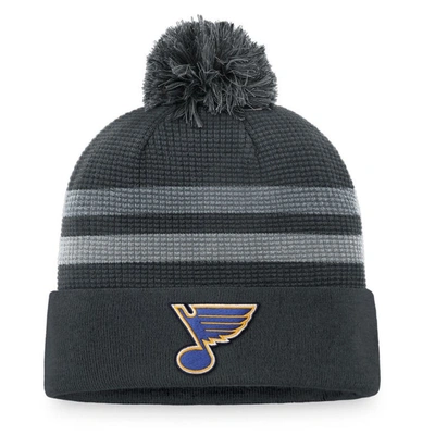 Fanatics Branded Charcoal St. Louis Blues Authentic Pro Home Ice Cuffed Knit Hat With Pom