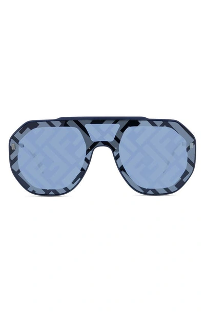 Fendi Ff Evolution 145mm Mask Sunglasses In Silver
