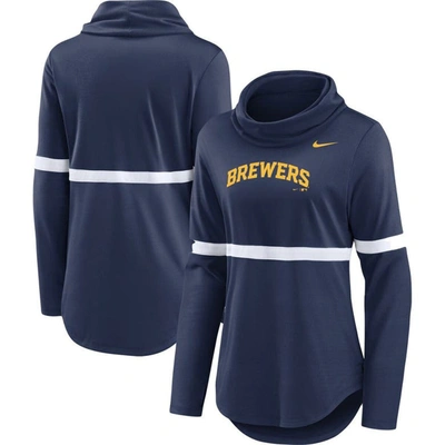 Nike Women's Navy Milwaukee Brewers Club Lettering Fashion Pullover Performance Sweatshirt