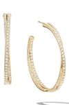 DAVID YURMAN PAVÉ DIAMOND CROSSOVER HOOP EARRINGS