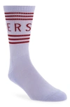 Versace Athletic Logo-print Cotton-blend Socks In Orchid+bordeaux