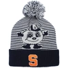Top Of The World Navy Syracuse Orange Line Up Cuffed Knit Hat With Pom In Navy