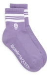 Alexander Mcqueen Alexander Mc Queen Stripe Skull Socks In Lilac/ White